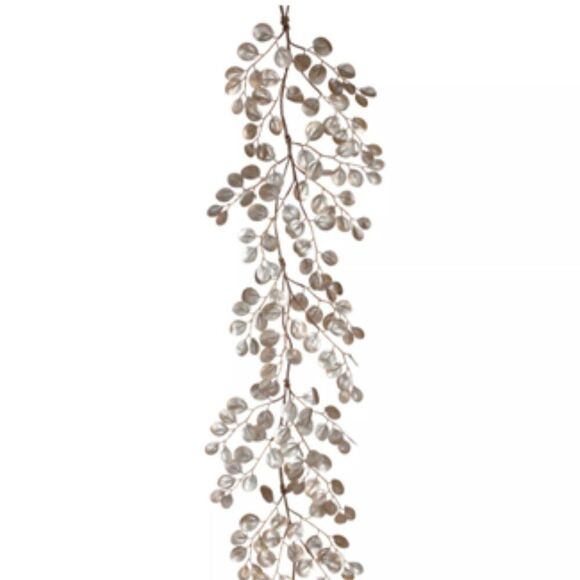 NWT New Winward Home Gold Shimmer Holiday Eucalyptus Winter Leaf Vine Garland - Picture 1 of 14